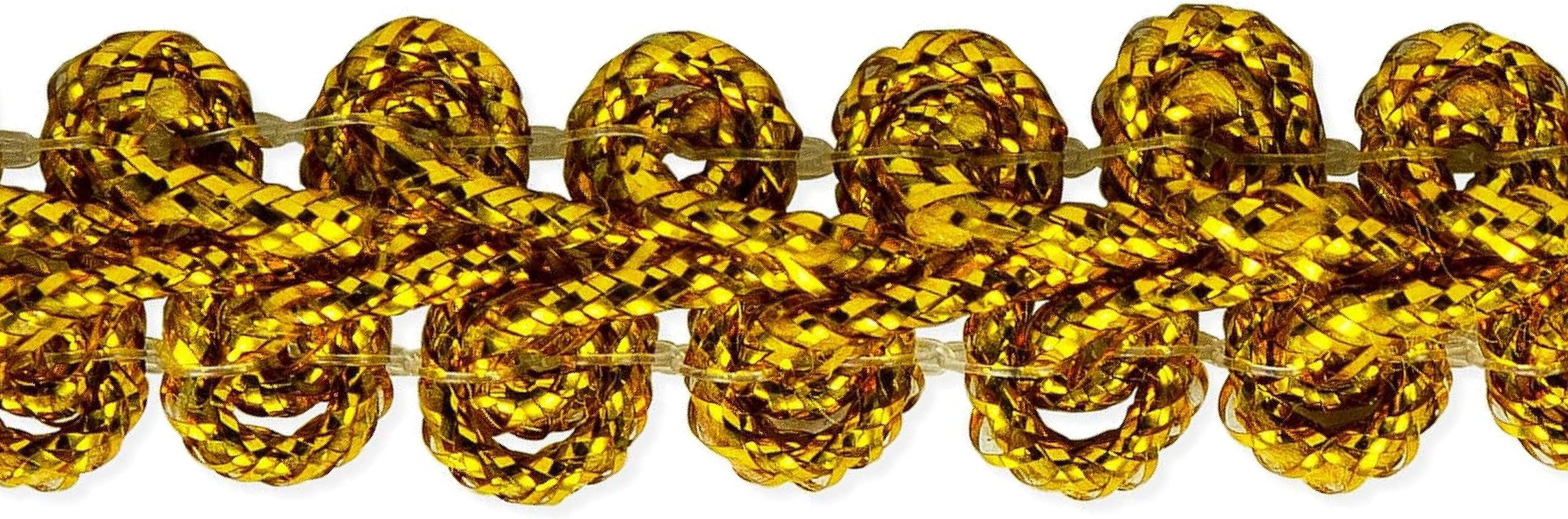 Trims by the Yard 20 yards of Draya Metallic Woven Braid Trim, Gold 20 Yard Cut