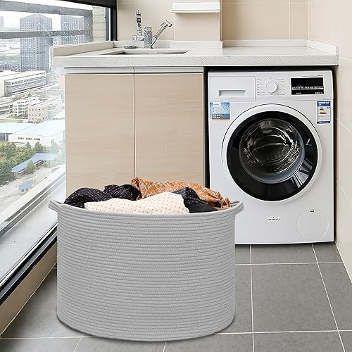 Miniatura 107 de Cesta de manta extragrande de 87 litros, cesta de lavandería, cesta de guardería para almacenamiento de juguetes, ropa y toallas, cesta grande