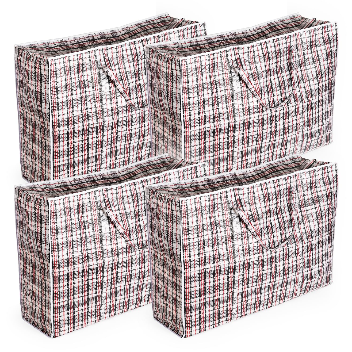 Pack of 4 Jumbo Laundry Bags with Zips & Handles - 100 x 70 x 30cm, XXL Laundry Bag Ideal as Reusable Moving Bags, Packing & Shopping Bags, Clothes Storage Bags, & Carrying Bags