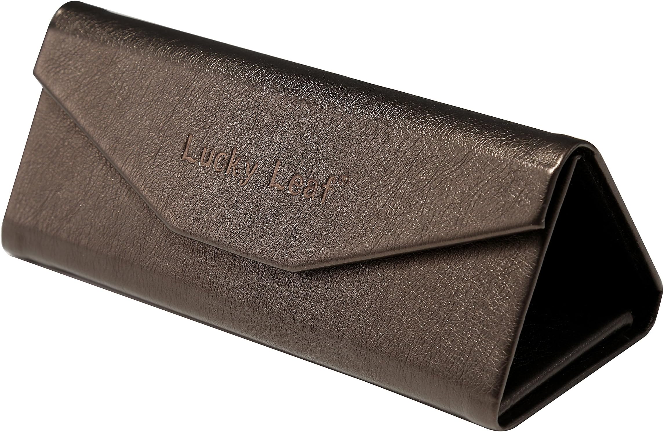 Lucky Leaf Classic Leather Triangular Folding Sunglasses Holder Case Eyeglass Sun Glasses Storage Box with Free Cleaning Cloth (Brown Hard Case)