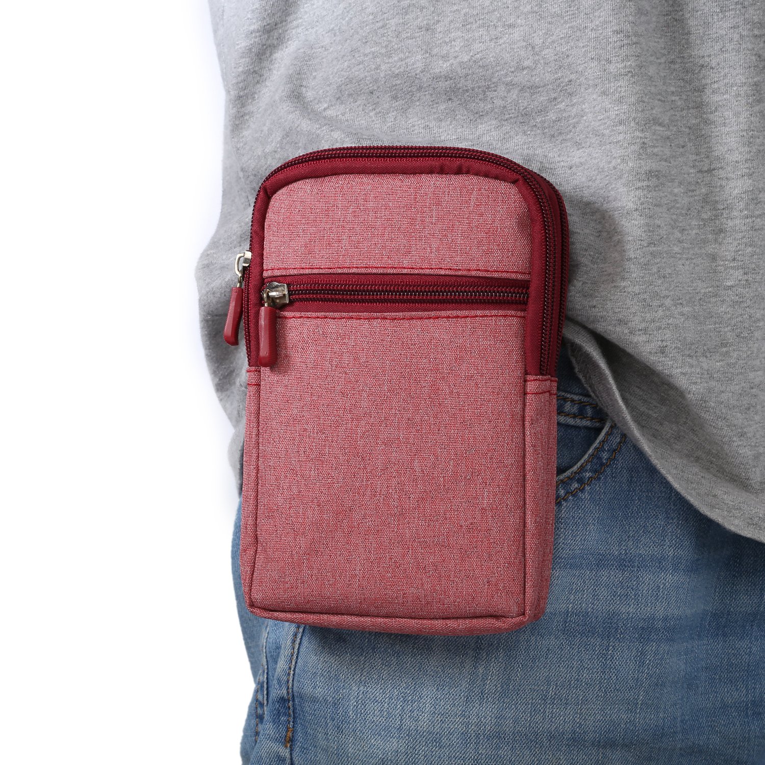 Vertikal Handy Gürteltasche für 2 Handys, Telefon Bauchtasch