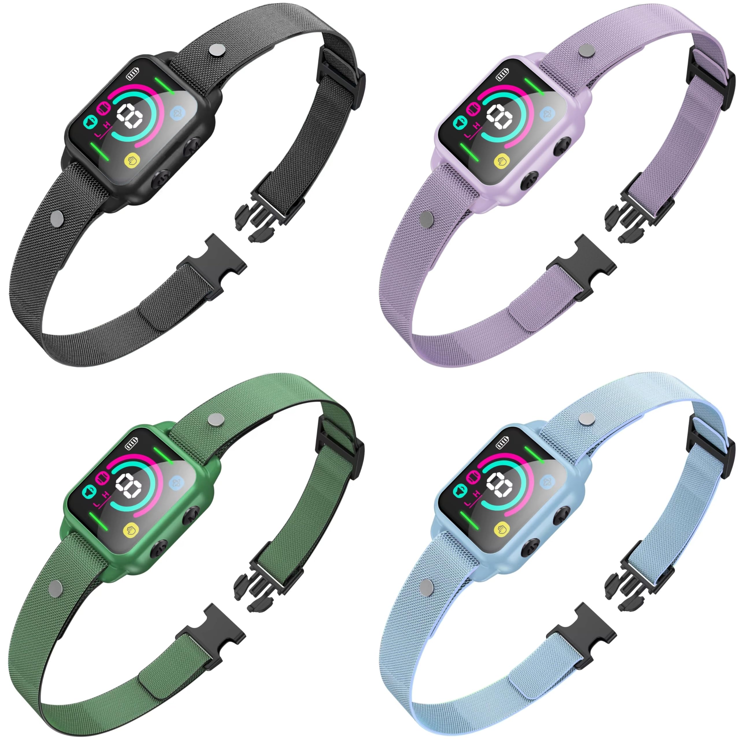 Collar antiladridos Perros, Recargable, Modos de Sonido y Vibraciones, Accesorio de adiestramiento Inteligente, Ajustable para Perros Grandes y pequeños Impermeable IP67 (Azul)