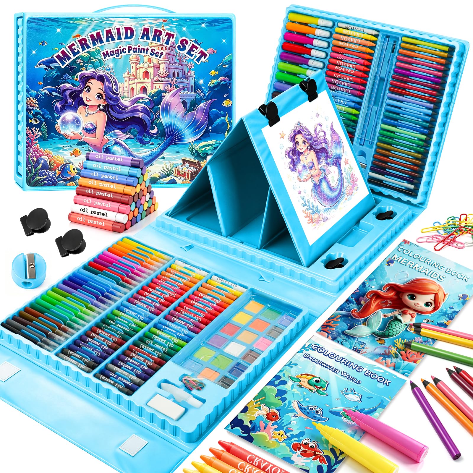 homicozy Mermaid Kids Drawing Set,Arts and Crafts for Kids Age 3-9