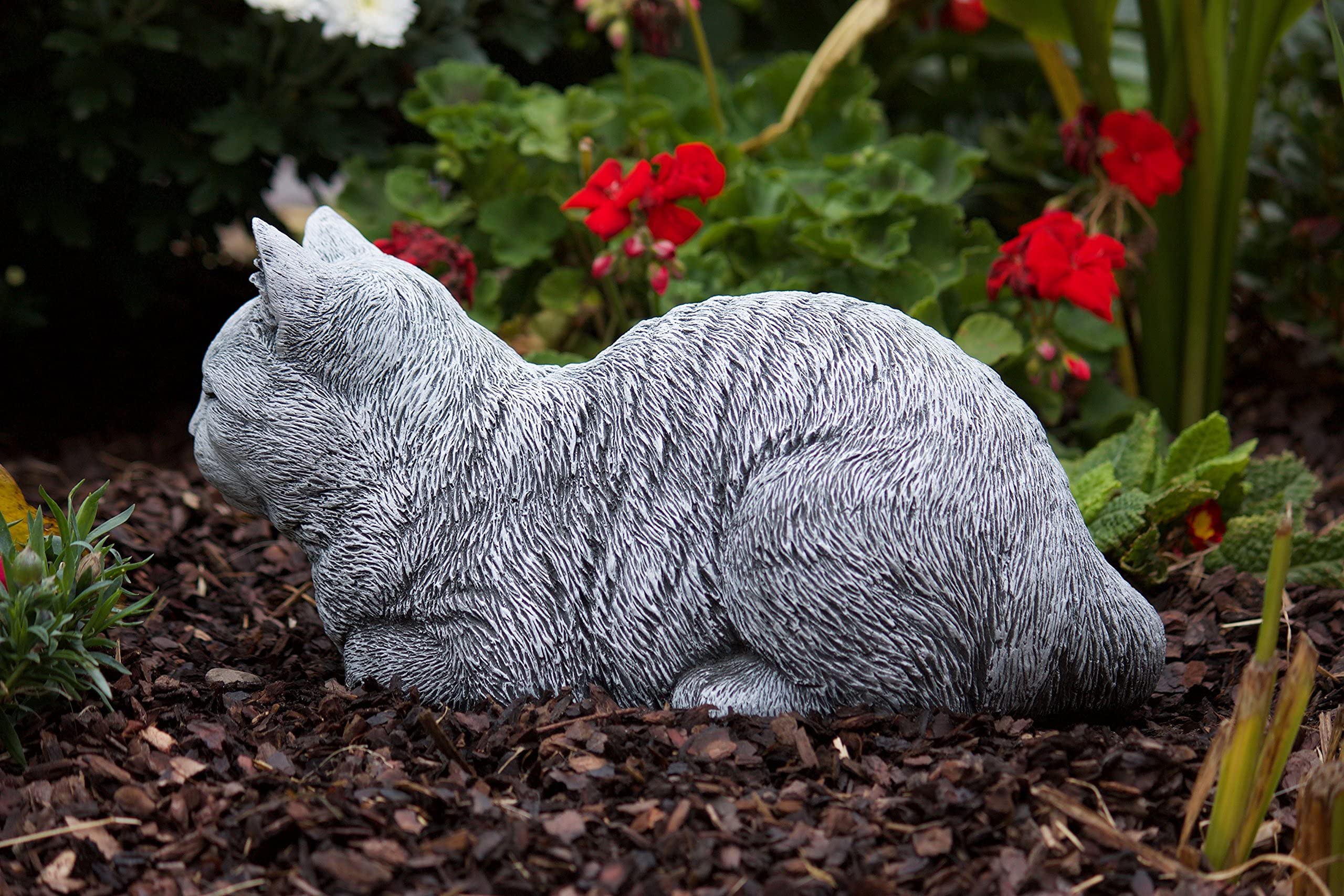 Figura de piedra grandes gato Ángel aprox. 36 cm, de y resistente a heladas hasta -30 °C, macizo de piedra