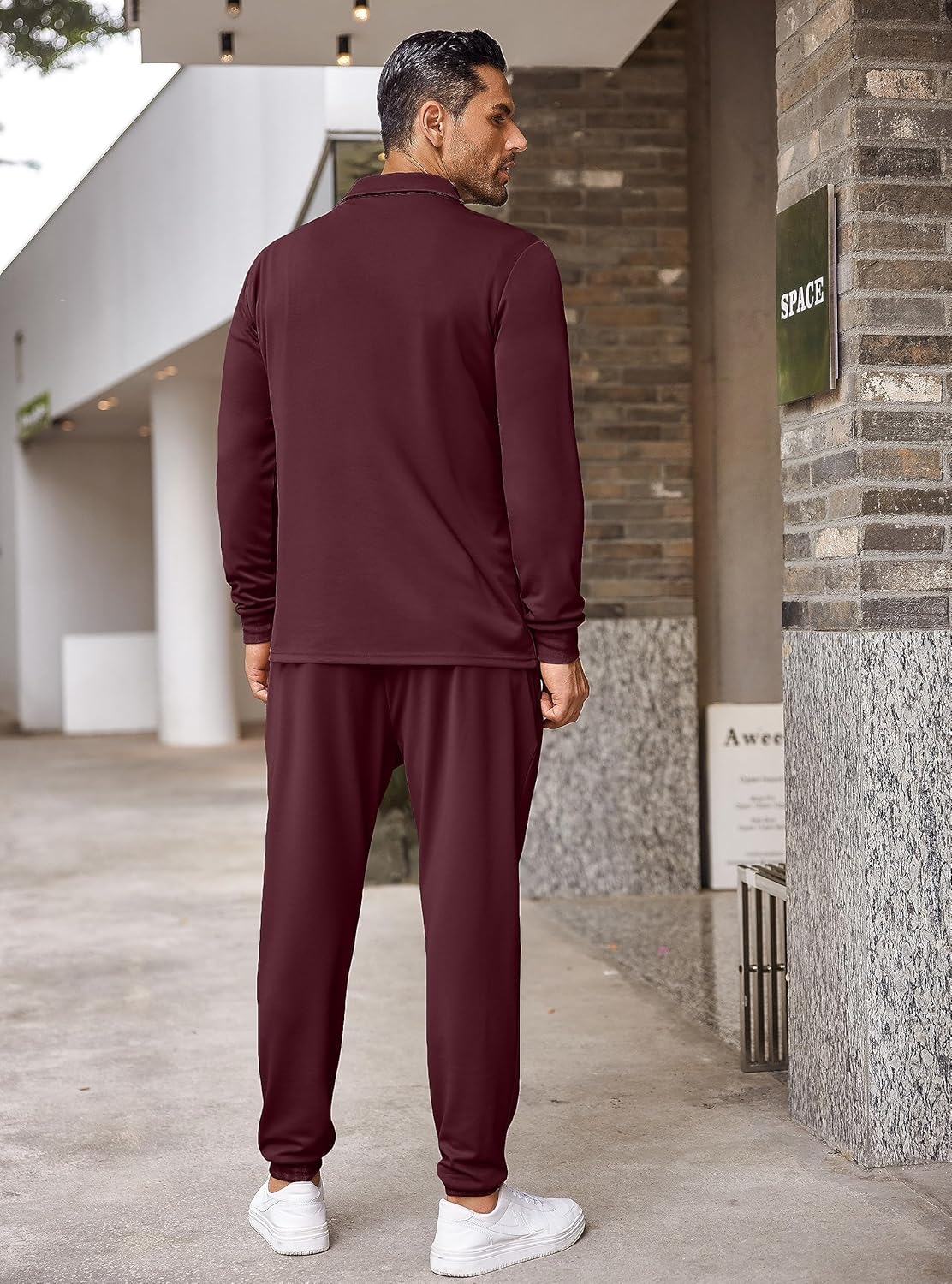 COOFANDY Men's Tracksuit 2 Piece Quarter Zip Polo Athletic Sweatsuits Casual Running Jogging Sport Suit Sets - Image 8