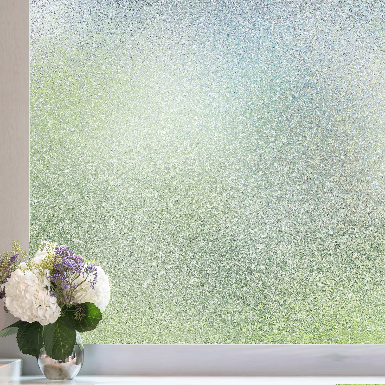 Coavas Frosted Glass Window Privacy Film, Static Cling, Clear 17.5"x118.1"