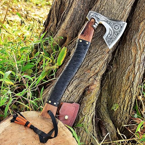 Miniatura 3 de Hacha hecha a mano 1095 Hoja de acero de alto carbono Hacha de hacha personalizada Hacha vikinga | Hacha táctica de lanzamiento de hacha de camping