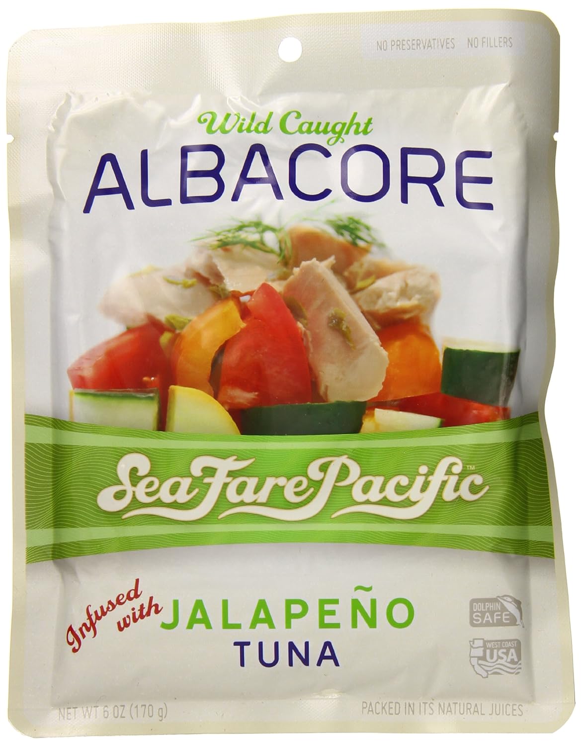 Sea Fare Pacific Wild Caught Albacore Tuna, Naturally Salt Free Pouch, 6 Ounce (Pack of 12)
