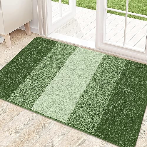 Kitinjoy Indoor Outdoor Door Mat, 32x20 Non-Slip Absorbent Dirt Trapper, Low-Profile Washable Inside Entrance Front Floor Mat, Sturdy Soft Entry