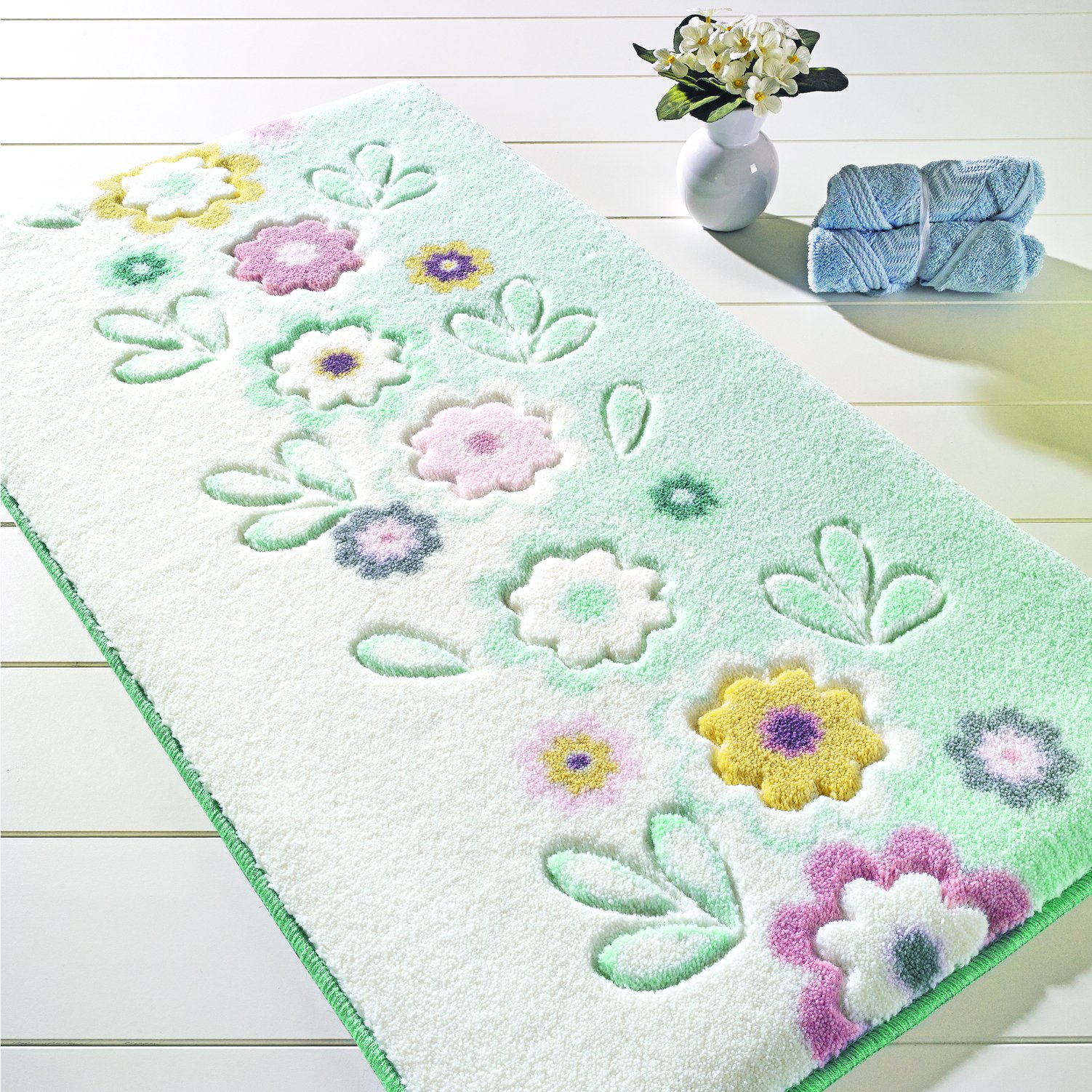 Alessia Theme Non-Slip Bathroom Rug Shag Shower