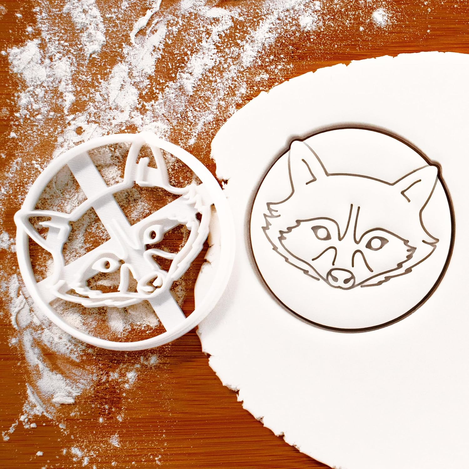 Set of 2 Raccoon Cookie Cutters (Raccoon Face and Raccoon in Bin), 2 pieces - Bakerlogy