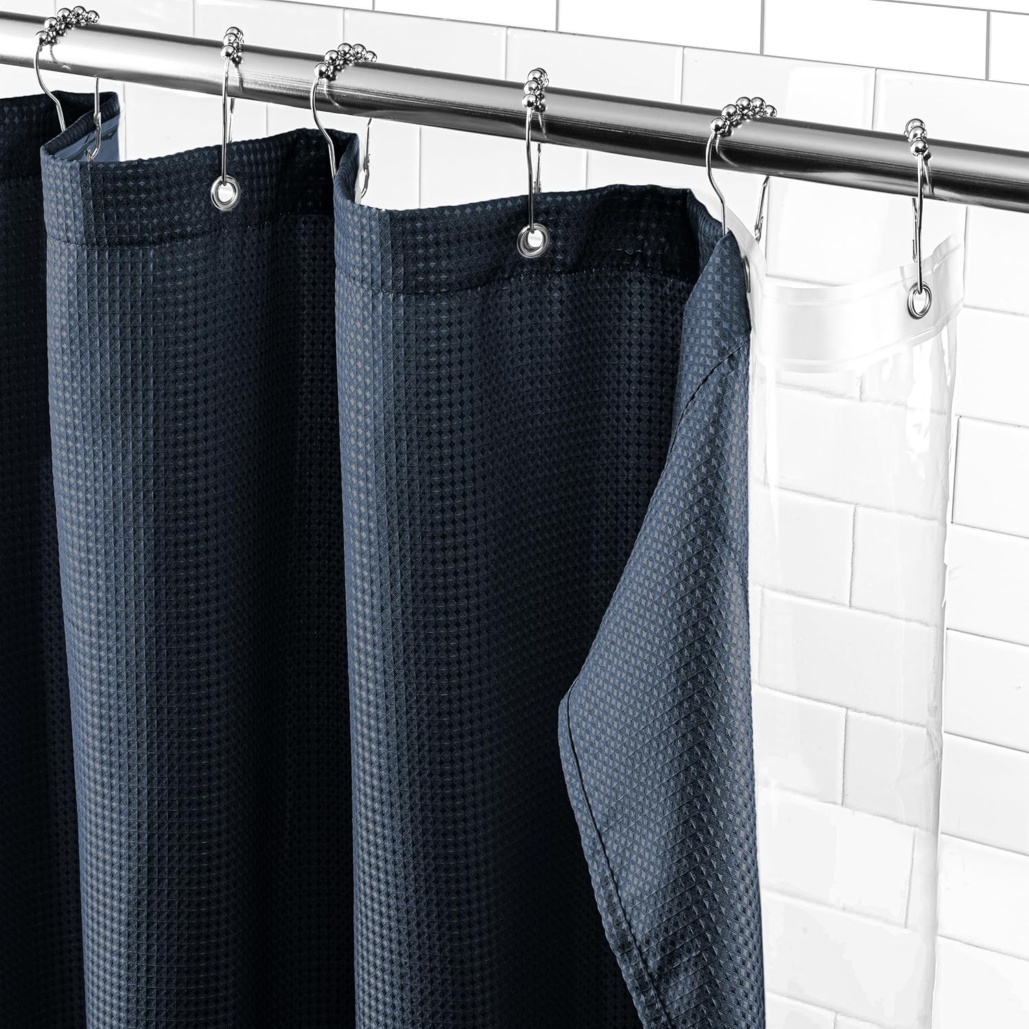 Amazon.com: NEATERIZE 3 in 1 Shower Curtain Set - 72x72 Navy Shower ...