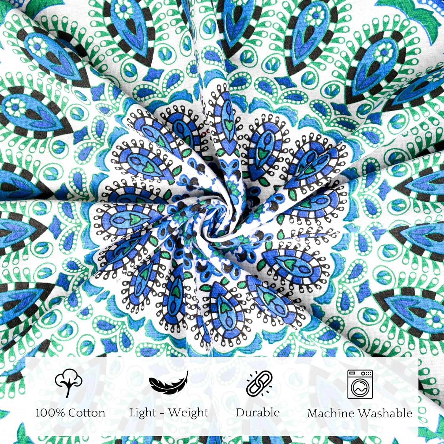 RAJRANG Sky Blue Mandala Tapestry Wall Hanging 90x108 Inches for Bedroom and Living Room Decor Boho Bohemian Wall Hanging Cotton Tapestries
