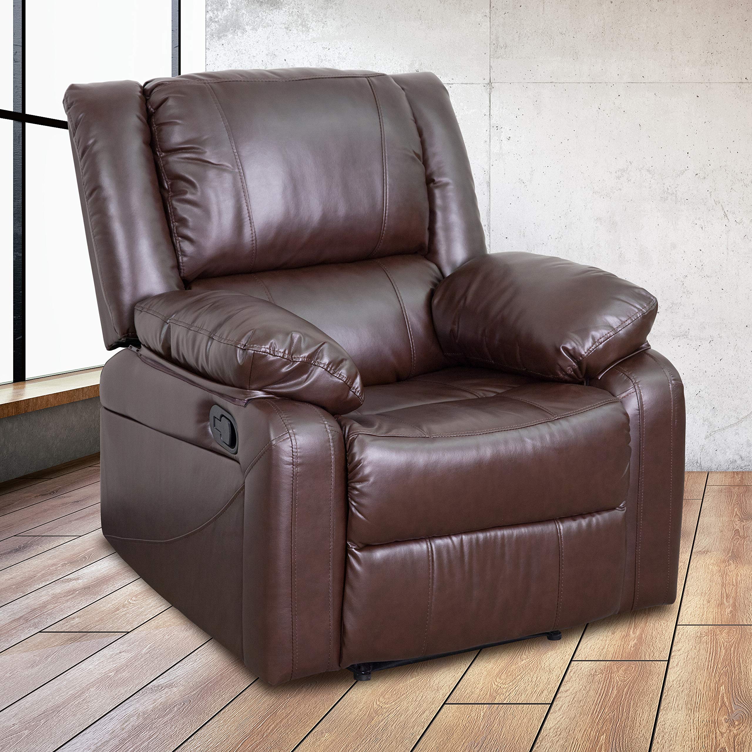 Amazon.com: EMMA + OLIVER Brown LeatherSoft Recliner : Home & Kitchen