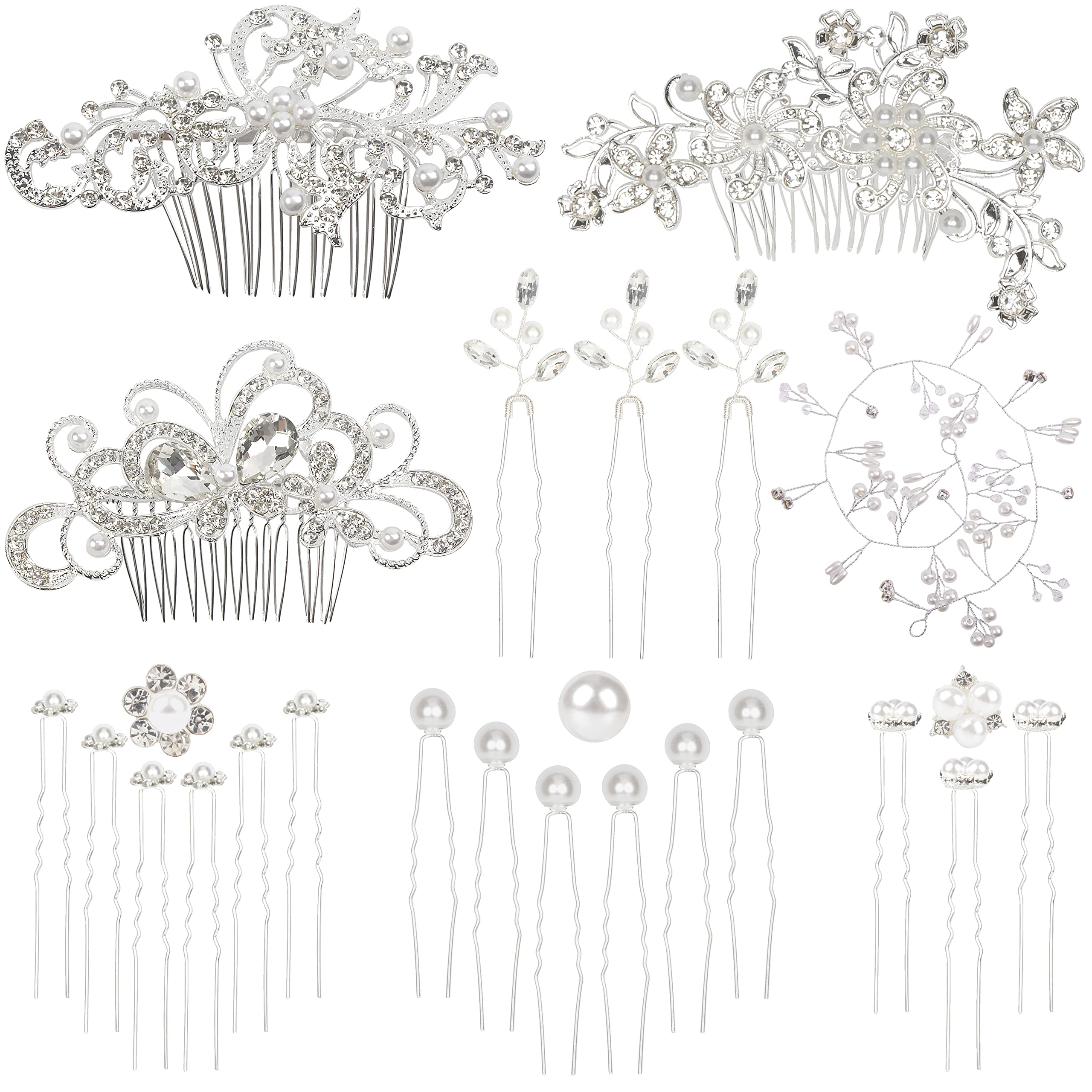50 pezzi pettine per capelli da sposa, accessori per capelli da sposa, pettine laterale per capelli a forma di U con perle di strass per capelli per spose e damigelle d'onore