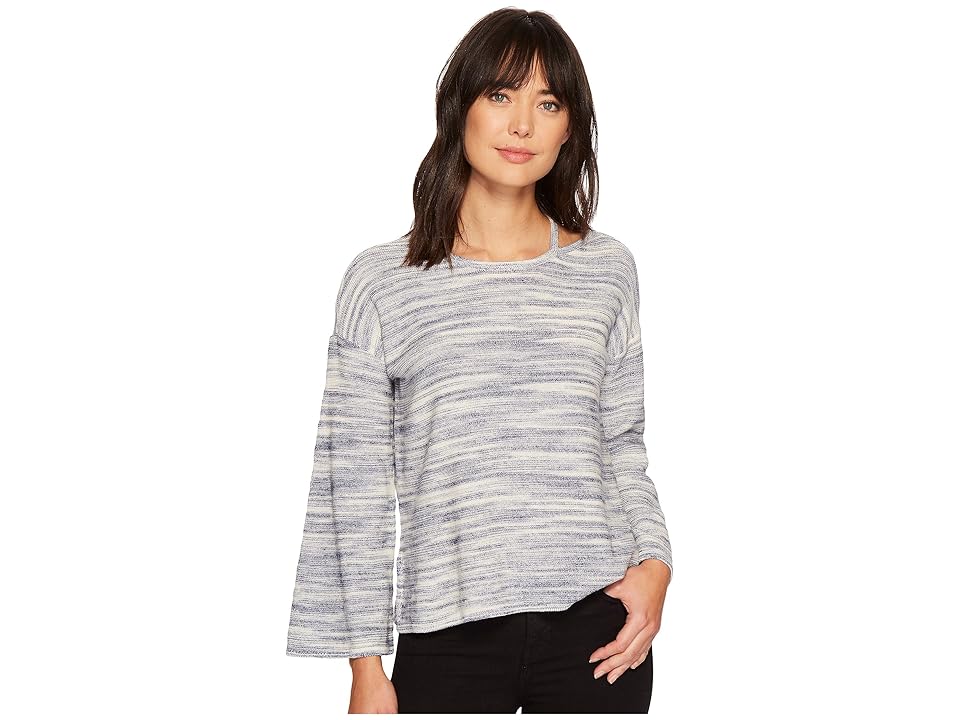 

TWO by Vince Camuto Long Sleeve Novelty Space Dye Sweater with Slit Neckband (Twilight Sky) Women's Long Sleeve Pullover