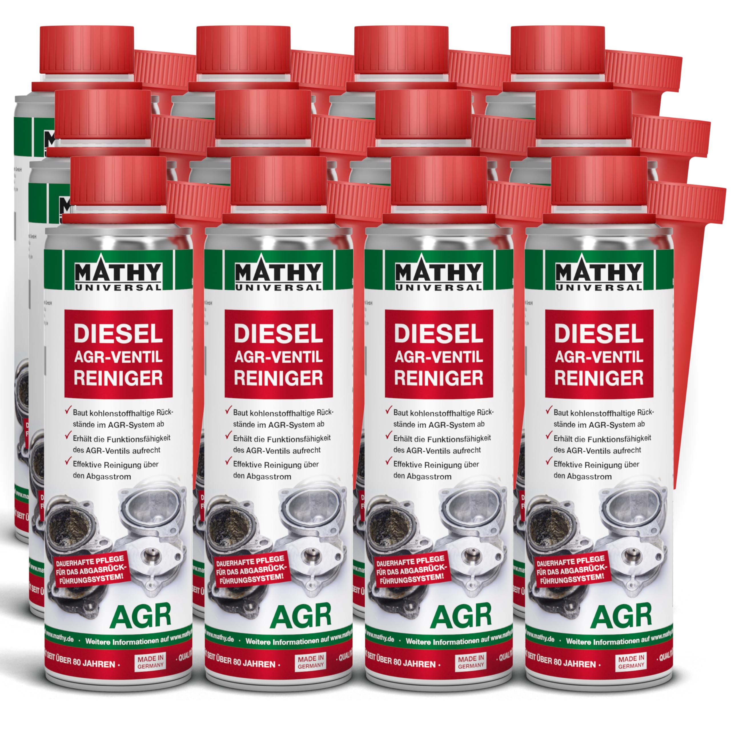 MATHY-AGR Reiniger Diesel (12 x 300 ml) – hochwirksamer Diesel Systemreiniger für Dieselmotoren mit AGR Ventil - AGR Reiniger - Diesel Additiv