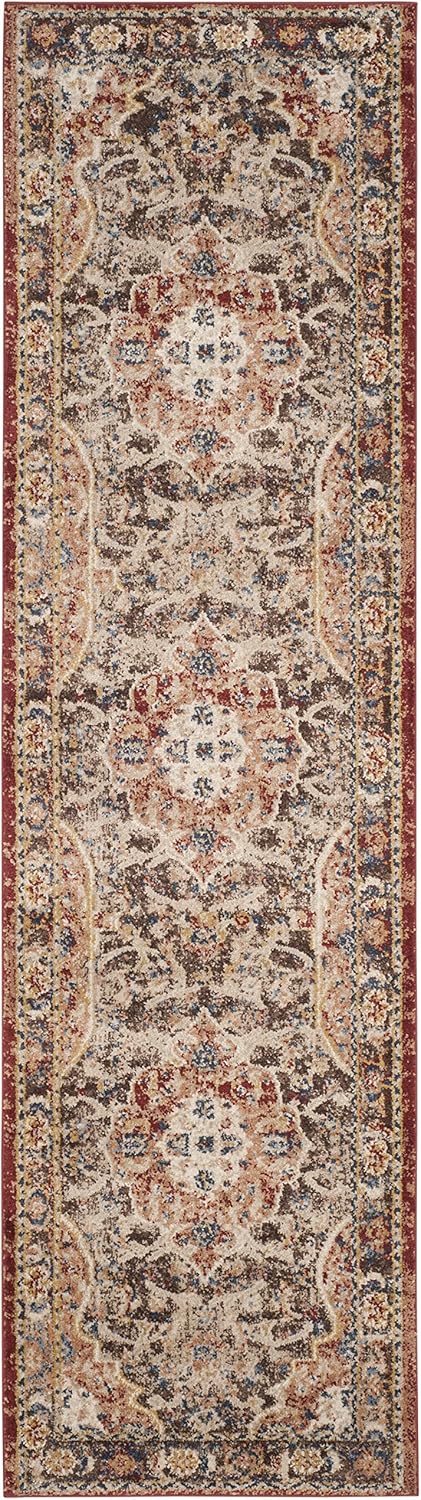 SAFAVIEH Bijar Collection Runner Rug - 2'3" x 18', Brown & Rust, Traditional Oriental Distressed Design, Non-Shedding & Easy Care, Ideal for High Traffic Areas in Living Room, Bedroom (BIJ648D)