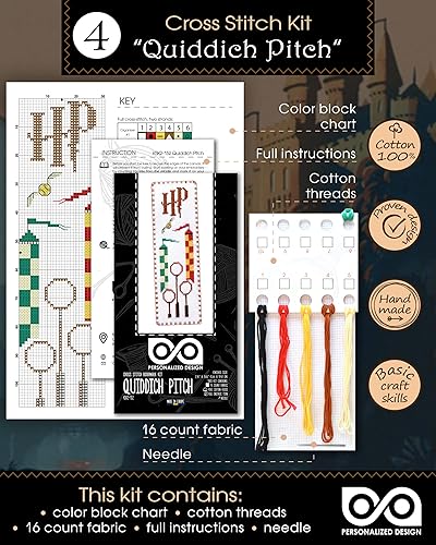 Miniatura 5 de Personalized.Design Kits de punto de cruz contado Harry Potter Magic World of Wizards - Marcadores de bordado a mano 7 en 1