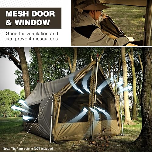 Miniatura 3 de REDCAMP Hamaca grande con gato de estufa, tienda de campaña de pared de invierno impermeable y resistente al viento con falda de nieve, tiendas