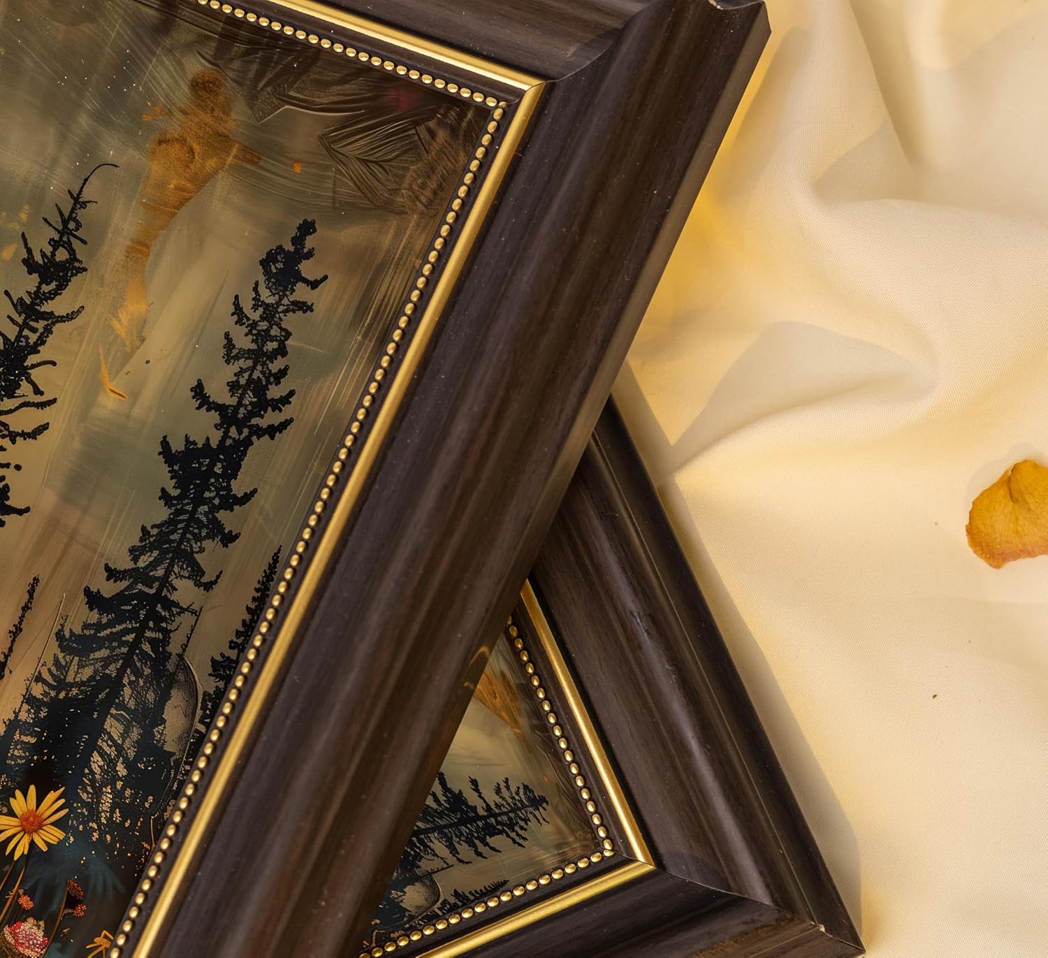 Framed Full Moon Forest Canvas Wall Art Moonlit Pine Tree and Wildflowers Woodland Nature Landscape Picture Wall Decor Poster Print Artwork for Bedroom Living Room Home Decoration - Image 2