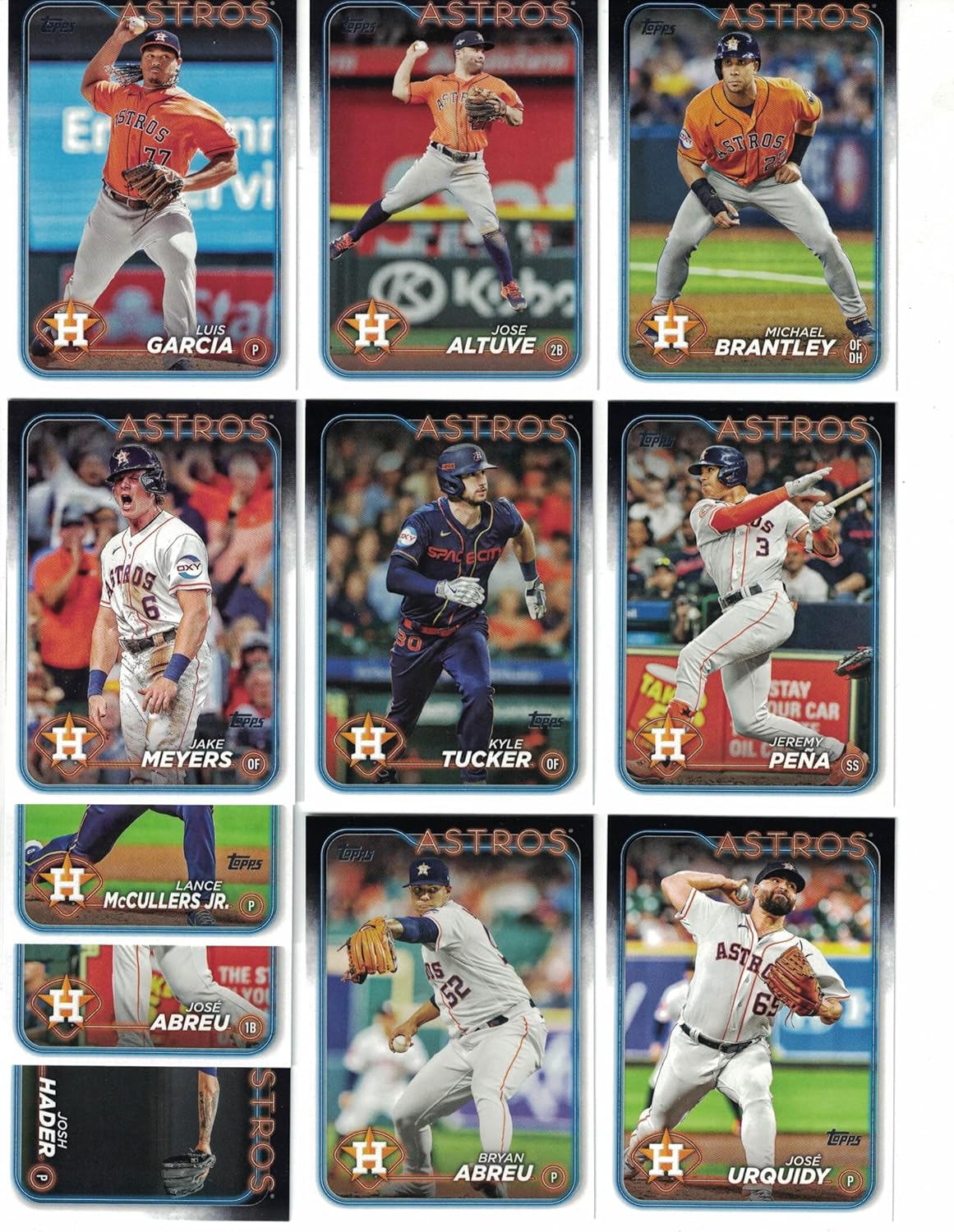 Houston Astros / 2024 Topps (Series 1 and 2) Astros Baseball Team Set with (24) Cards! *Plus* The 2023 Topps (Series 1 and 2) Baseball Team Set with (22) Cards! *Plus* Bonus Cards of Former Astros Greats: Craig Biggio, Jeff Bagwell and Mike Scott!