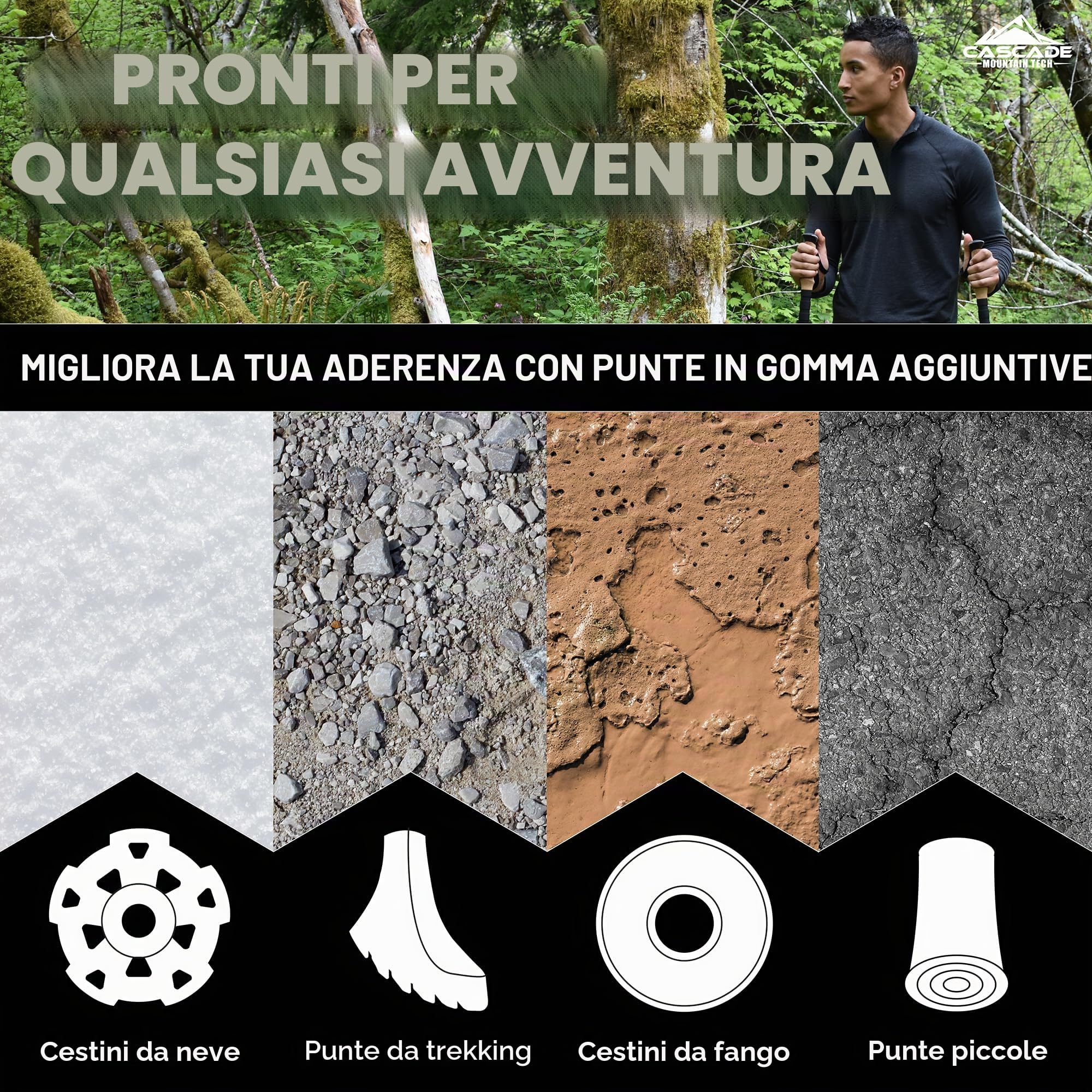 Cascade Mountain Tech - Bastoni da Trekking in Alluminio, con Serrature Regolabili, espandibili Fino a 137,2 cm, Confezione da 2