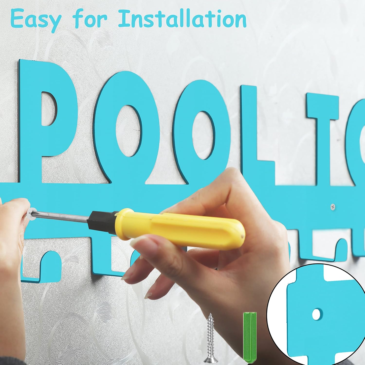 Blue Pool Towel Rack 10 Hooks for Bathroom Wall Mount Towel Hooks Towel Holder Carbon Steel Hanger Organizer Indoor Outdoor for Robe, Towel, Coat, Swimsuit, Umbrella, Bag, Keys