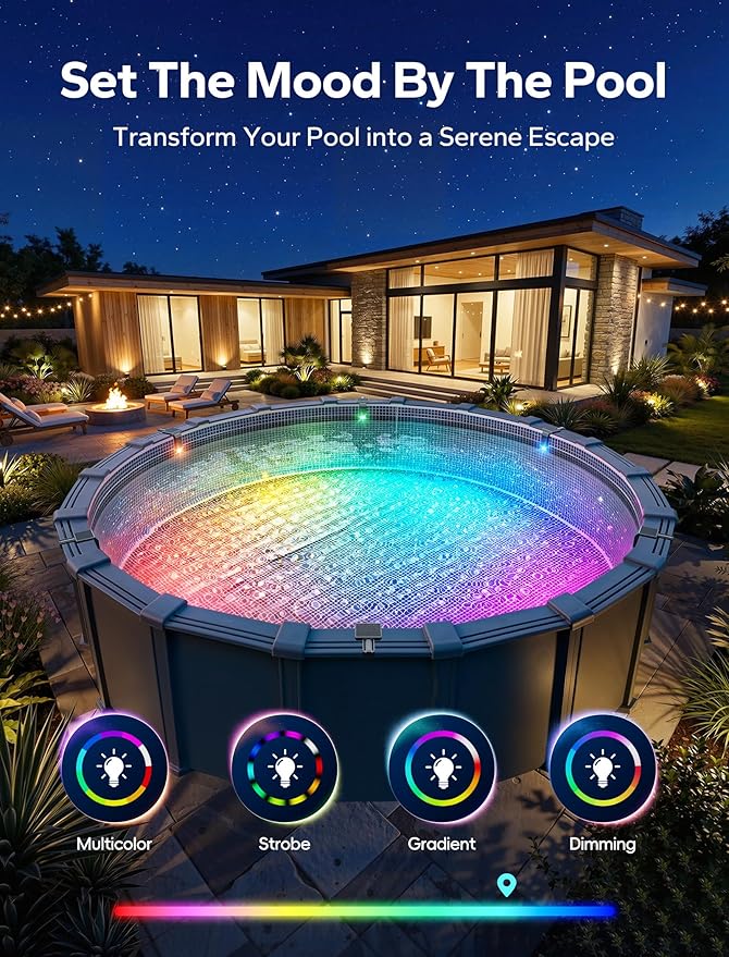 Luz Solar para Piscina LED 10 Colores 4 Modos con Control Remoto miniatura 3