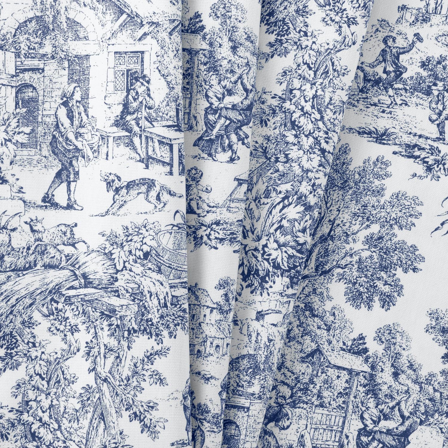 Victoria Park Toile Bradford Valence Window Curtain, Blue