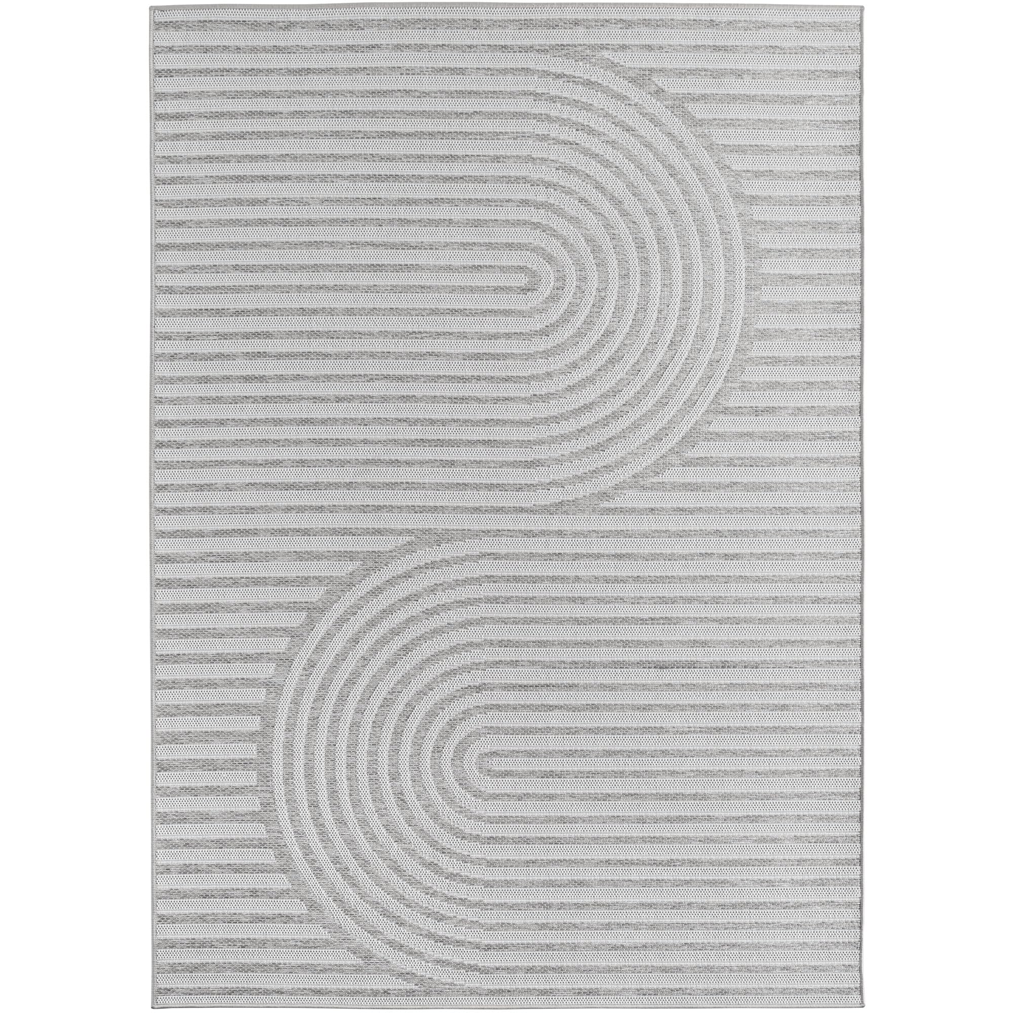 Teppium Outdoor Teppich Grau 160x230 cm, Wetterfest & UV-beständig, ideal für Küche, Balkon, Terrasse, Garten auch Wohnzimmer und Esszimmer, Skandinavisches Boho-Design