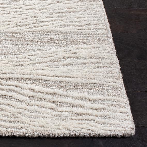 SAFAVIEH Metro Collection Area Rug - 9' x 12', Natural & Ivory, Handmade Modern Wool, Ideal for High Traffic Areas in Living Room, Bedroom (MET995A)