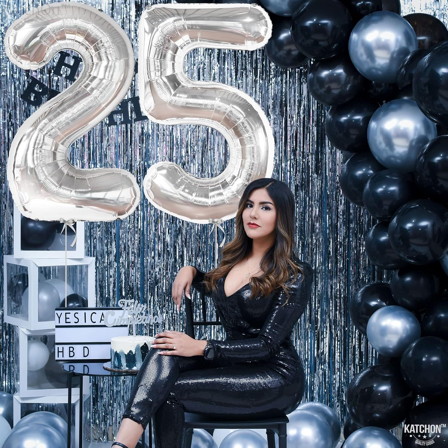 KatchOn, Silver 25 Balloon Numbers - 40 Inch | Silver Mylar Foil BalloonFor 25th happy Birthday Decorations | 25th Anniversary Decorations | Birthday Party Decoration