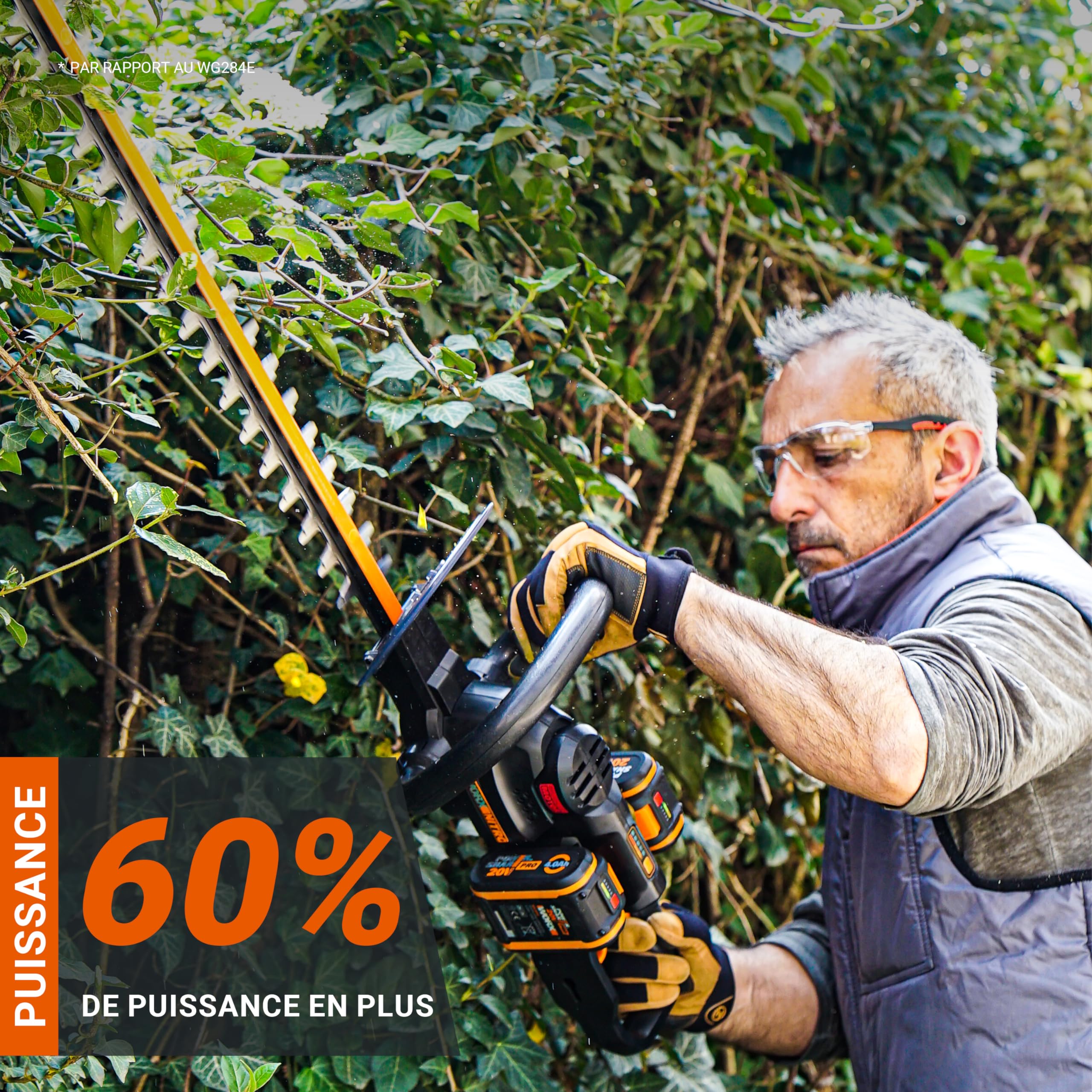 WORX Nitro 36V (40V MAX) Nożyce do żywopłotu Teleskopowe WG286E.1, PowerShare, Bezszczotkowe, Długość cięcia 58 cm, maks. grubość Cięcia 27mm