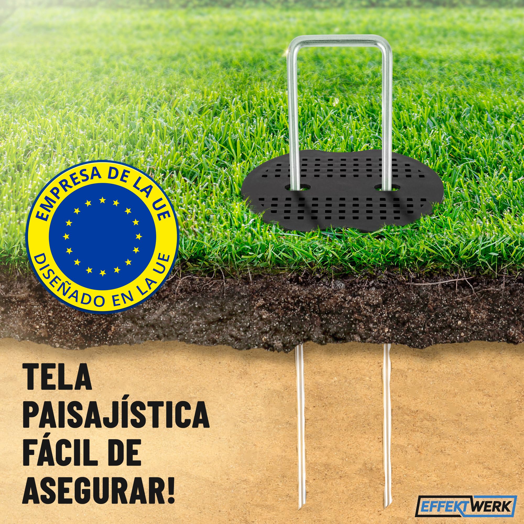 Garden Stakes w/Gaskets (6" / 150mm, 100 PK), Grapas galvanizadas en Forma de U con Arandelas, alfileres de Tela para la instalación de césped
