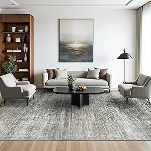 Area Rugs 10x14 for Living Room Bedroom, Modern Abstract Machine Washable Rug, Large Soft Low Pile Floor Cover with Non Slip Backing for Dining Room, Ash Gray Brown