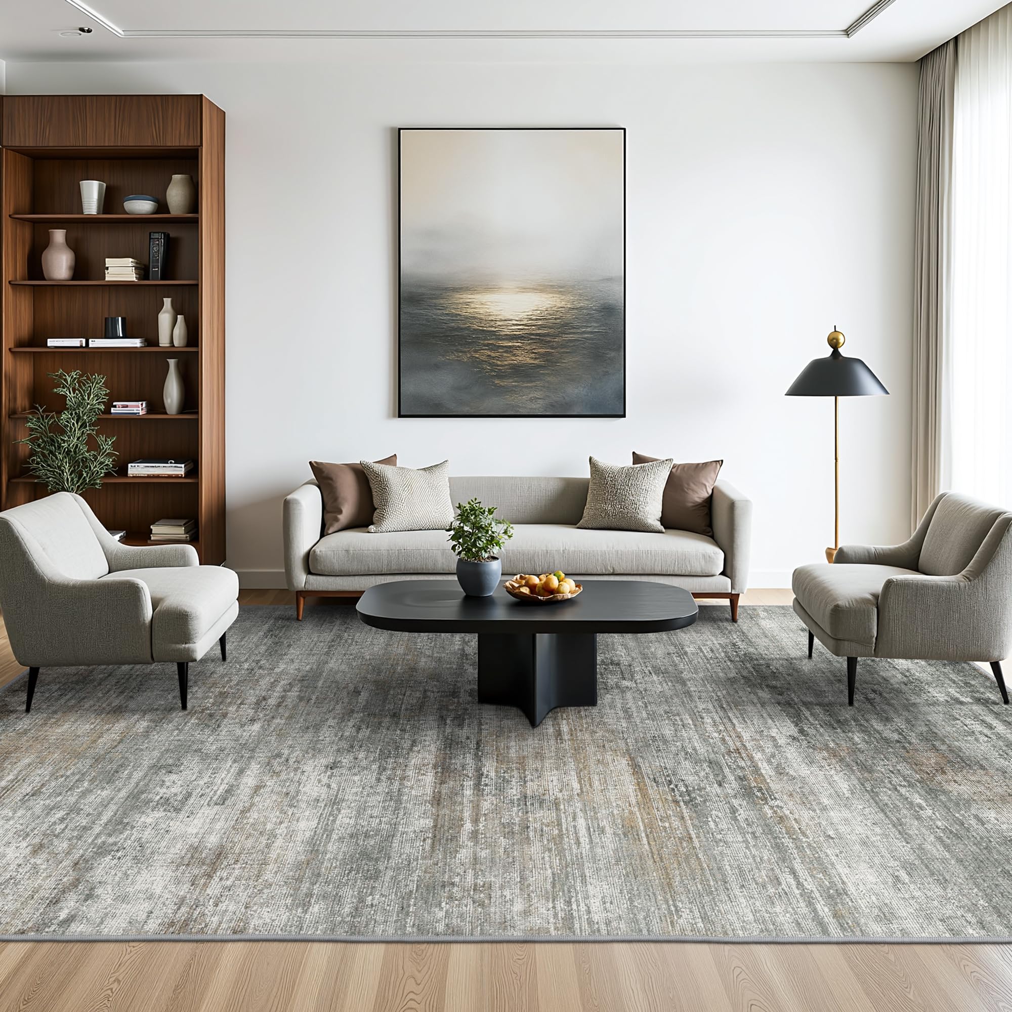 BEIMO 8x10 Area Rugs for Bedroom, Grey Brown Washable Abstract Rug
