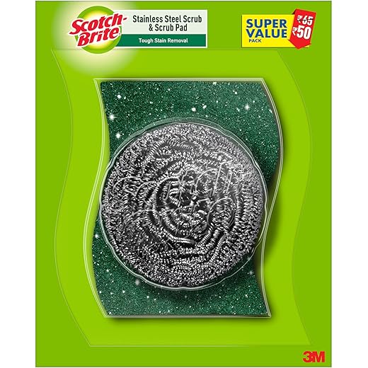 Scotch-Brite Stainless Steel Scrubber + Pad 15g