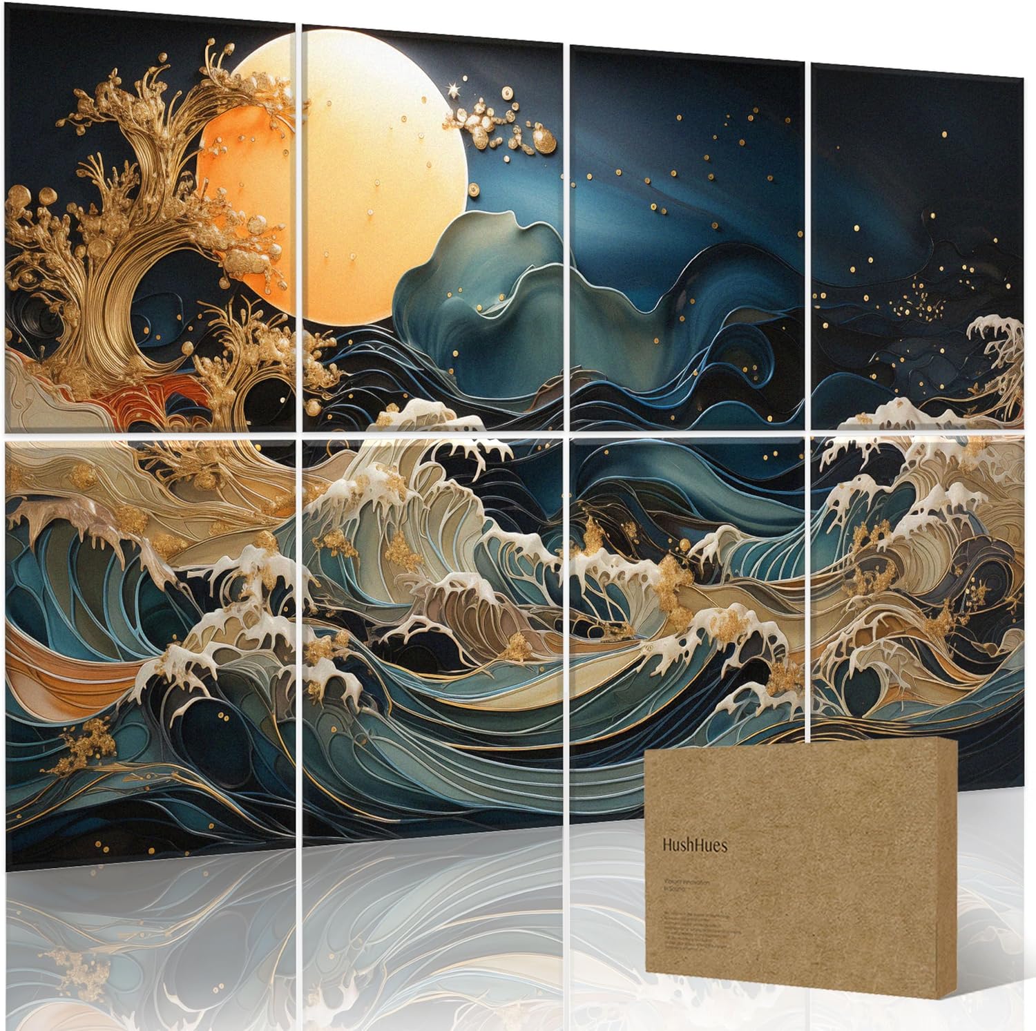 8 Pack Art Acoustic Panels 48 X 32 Inches Acoustical Wall Panels Acoustic Treatment for Recording Studios, Offices, Home, Easy Installation