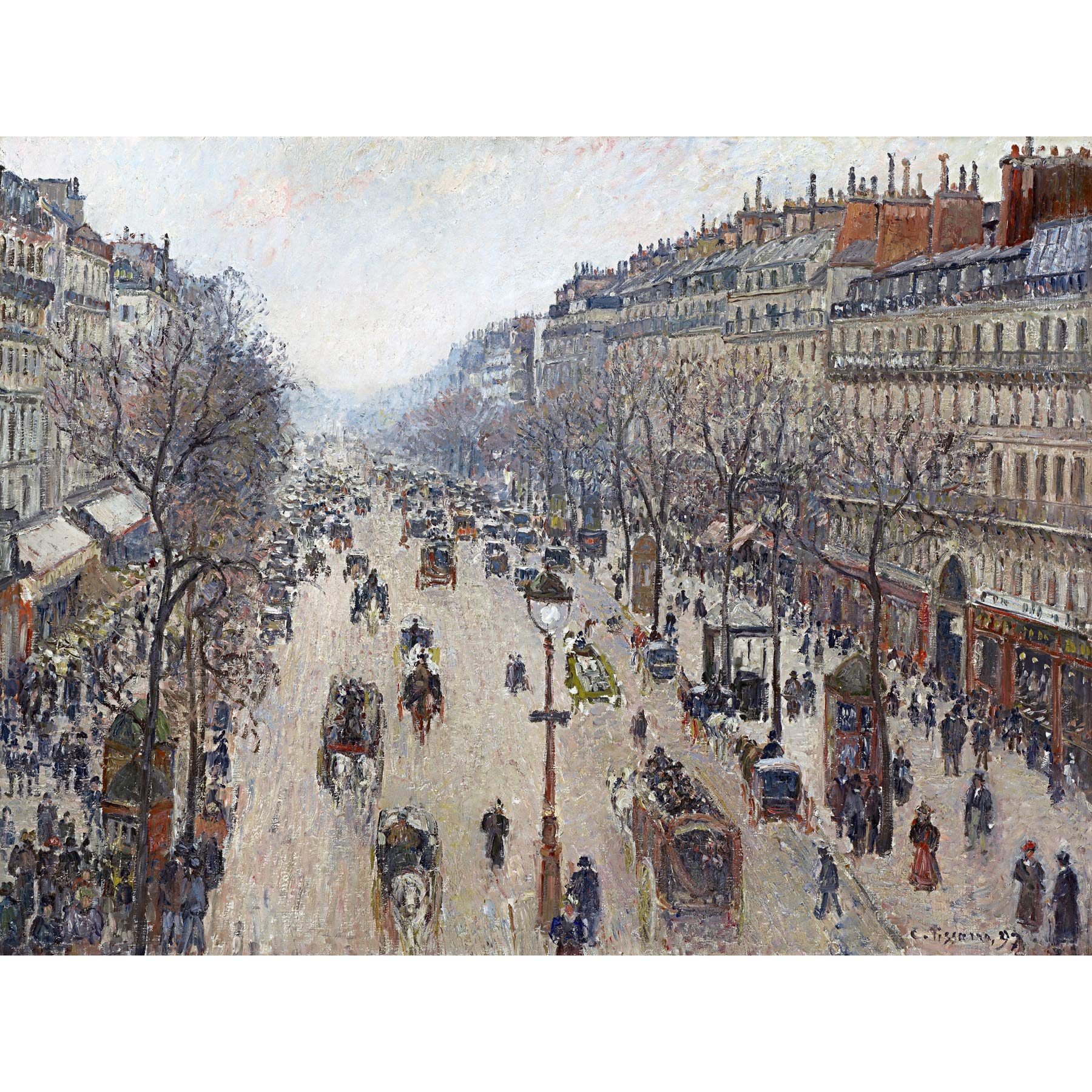 Pissarro Boulevard Montmartre Cloudy Morning Extra Large Wall Art Print Premium Canvas Mural