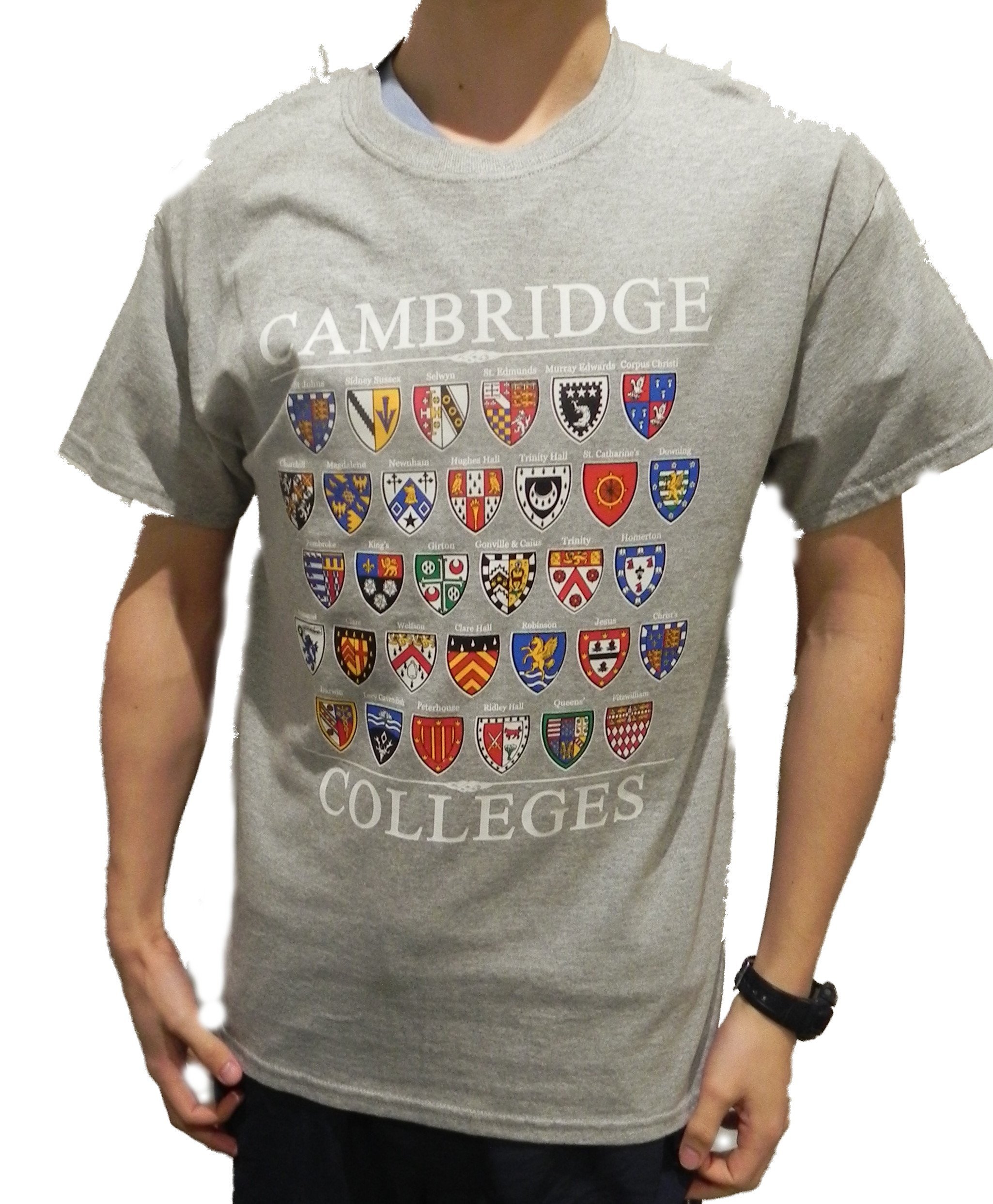 Cambridge College T-Shirt - Colleges from The World Famous City of Cambridge, England Light Grey