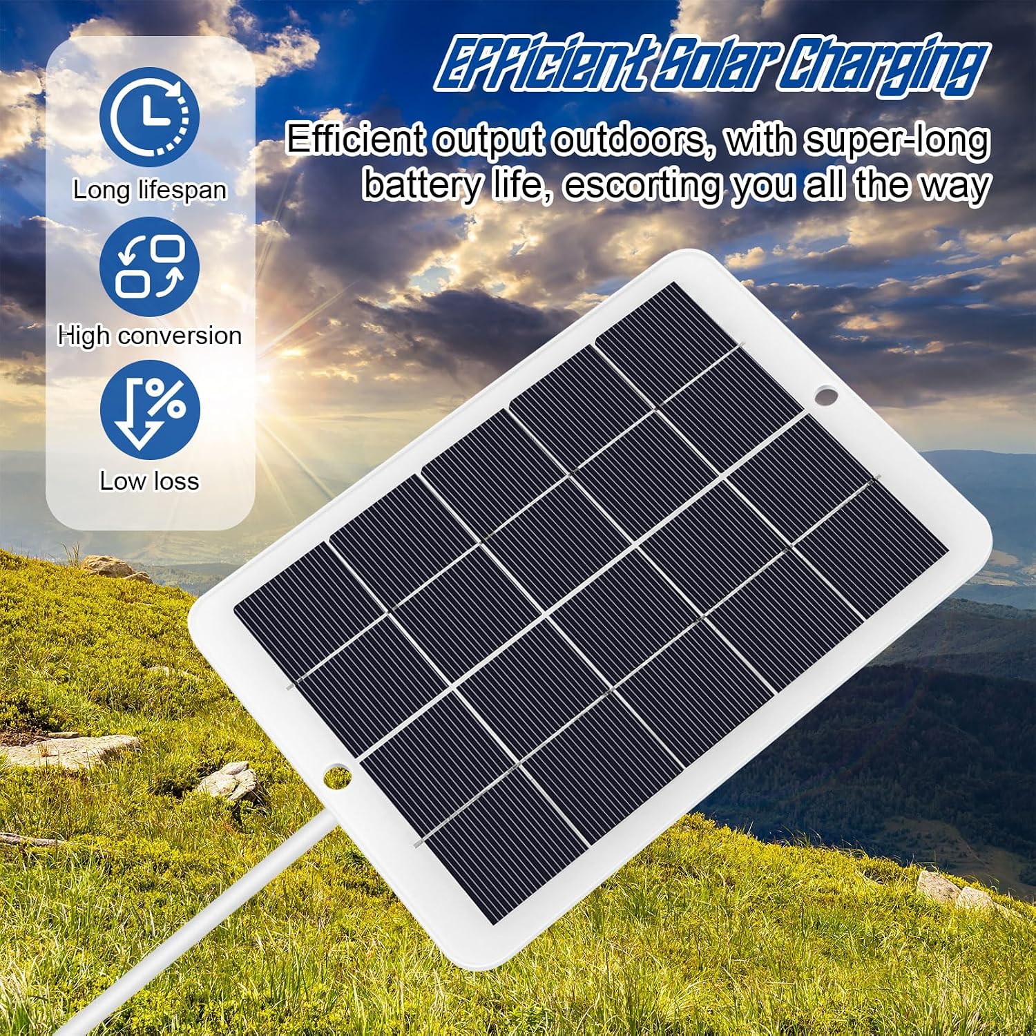 6W 5V USB Solar Panel Charger, Portable Solar Panel Kit, 1PCS White image 5