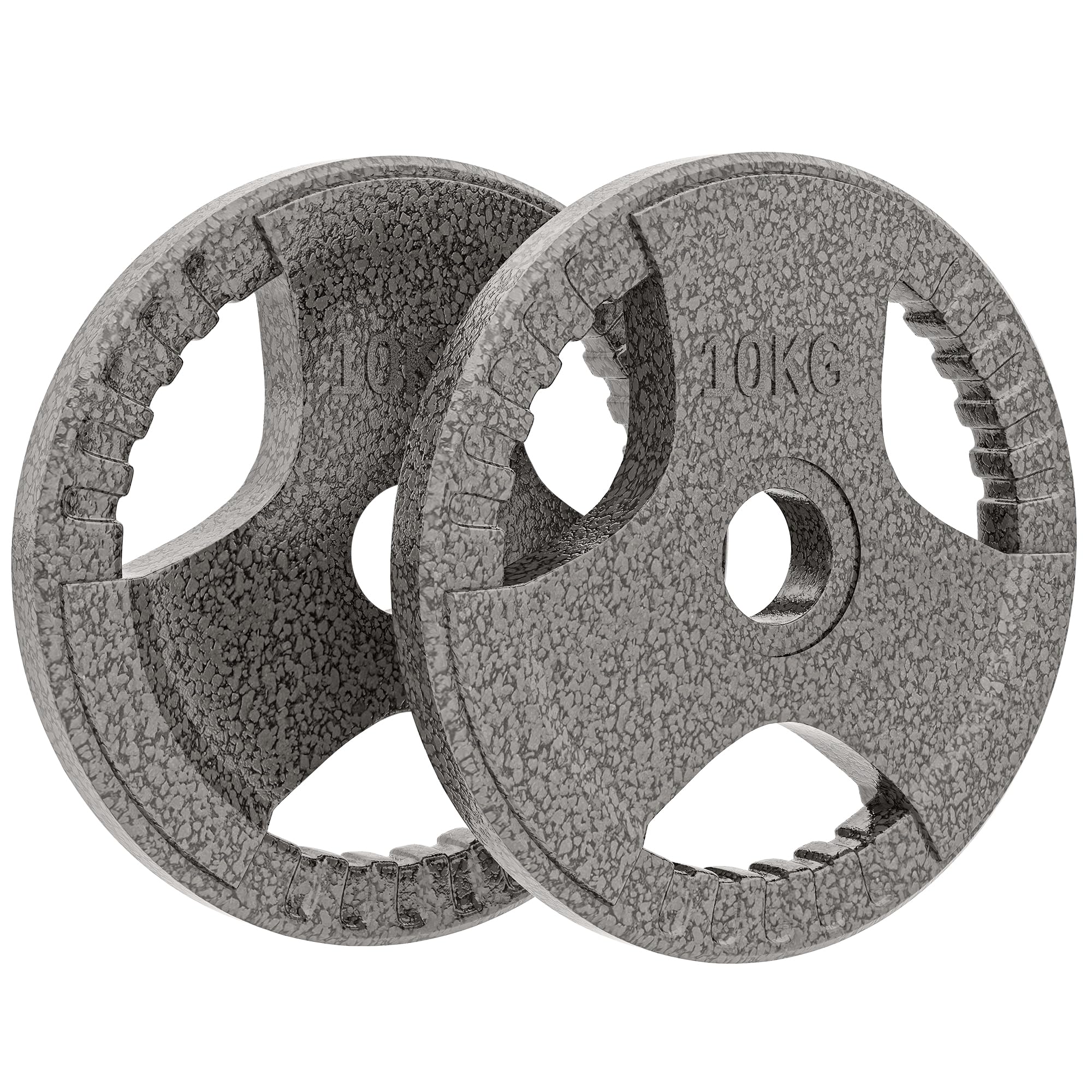 HOMCOM Set of 2 Cast Iron Weight Plates for 2 inch/5cm Hole Dumbbell Handle Bar, 20kg Dumbbell Plates Barbell Weight 2 x 10kg