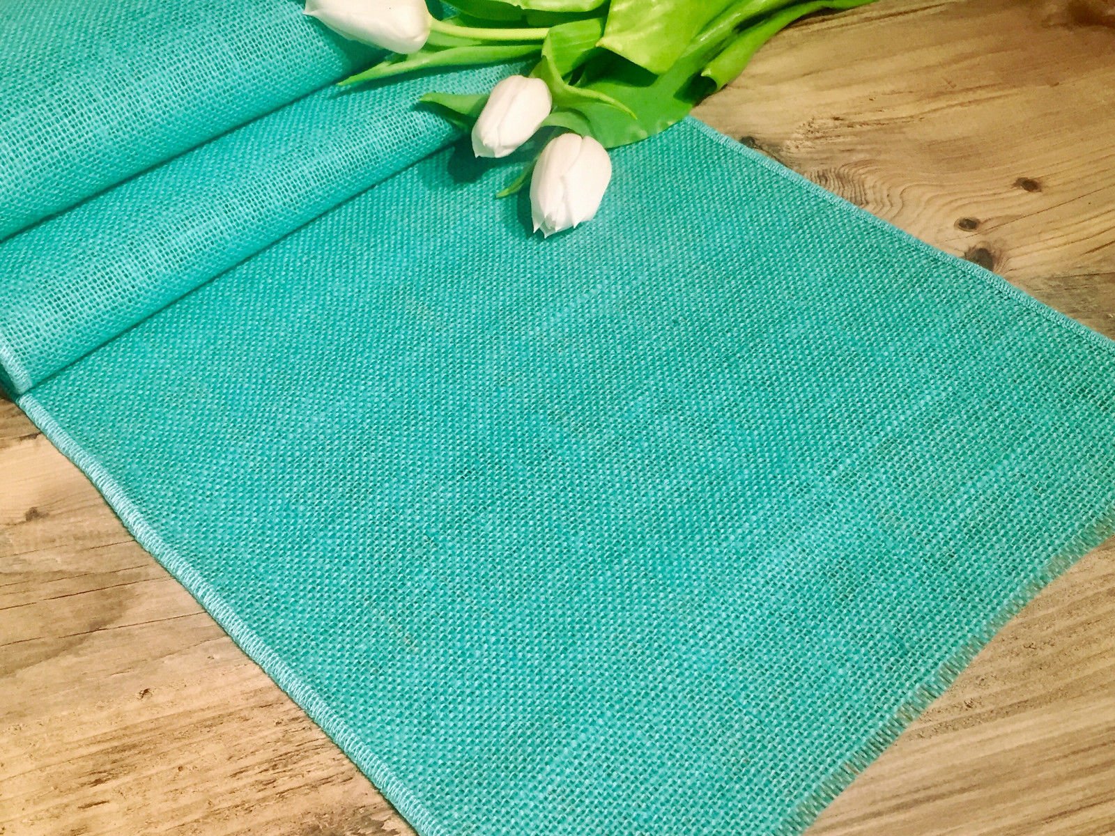 LushFabric Rustic Burlap Jute Table Runner - Wedding Jute Hessian Tablecloth Runners - 30cm wide (JADE, 20 inches/50cm)