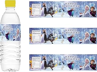 24pcs Frozen Birthday party Supplies,Frozen Water Bottle Labels for Frozen party decorations,Frozen Theme Birthday stickers for Frozen Baby Shower party favors.