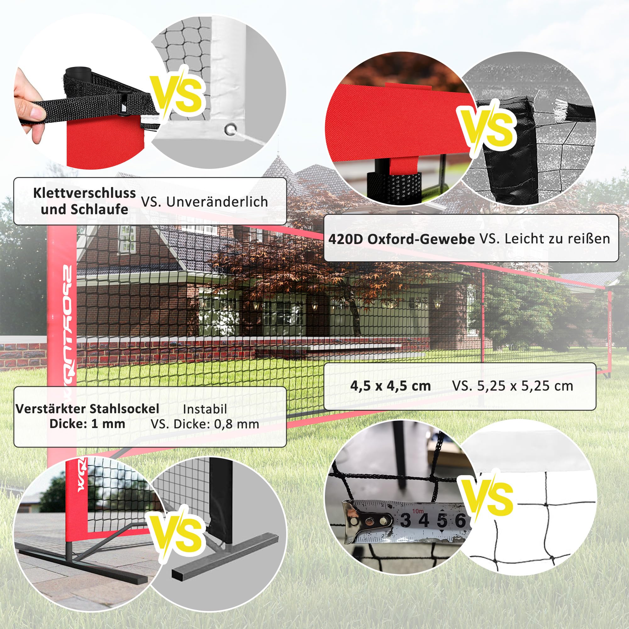 SPORTNOW Przenośna siatka do pickleball, 6,7 m, system pickleball z siatką, zestaw do oznaczania pola do gry, zbieracz piłek, cztery piłki i torba do noszenia na świeżym powietrzu, wjazd