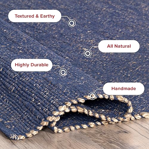 Miniatura 4 de nuLOOM Elfriede Farmhouse Jute Blend Area Rug, 2' x 3', Blue