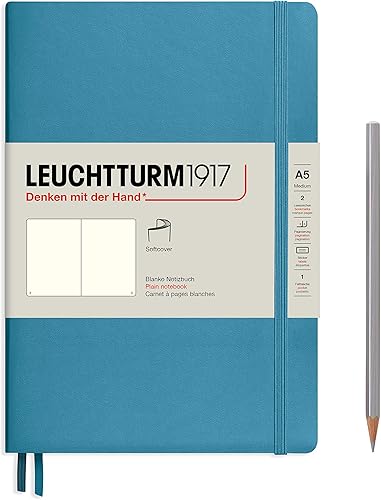 Miniatura 77 de LEUCHTTURM1917 - Cuaderno mediano A5 de tapa blanda, 123 páginas numeradas para escribir y llevar un diario (color verde bosque, rayado) Verde