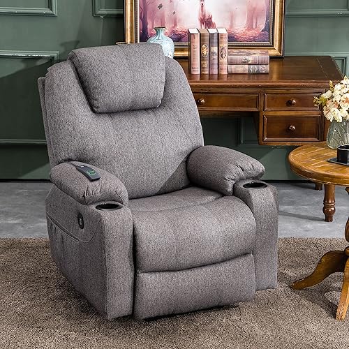 Miniatura 56 de MCombo Silla reclinable pequeña para ancianos, silla elevadora eléctrica pequeña con calor y masaje para personas mayores, portavasos, puertos USB y