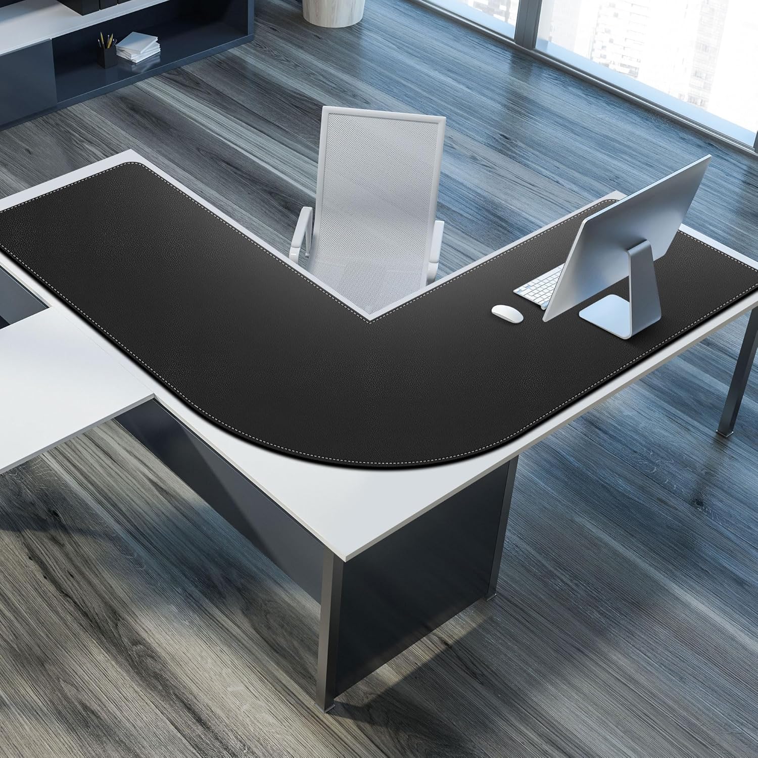 Mydours 61"x61"x20" Super Large Desk Mat, Full Mouse Pad for L-Shaped Standing Desk, Double-Sided Mat with PU Leather Surface, Extended Coverage for Large L Shaped Desk, Compatible with Home & Office